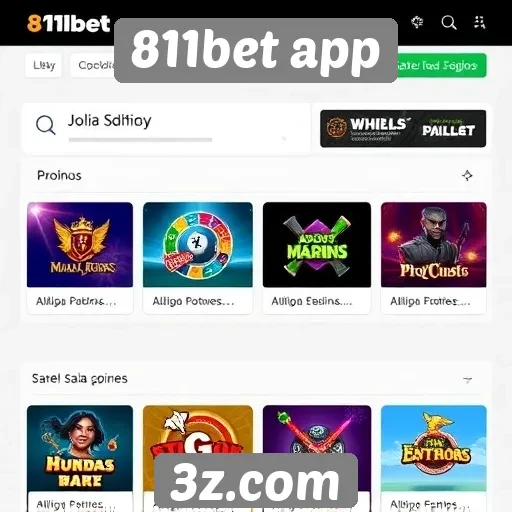 Variedade de jogos disponíveis no 811bet app